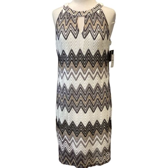 NWT Tacera Chevron Lined Dress Size Large - Picture 1 of 10